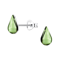 Wholesale 5x8mm Teardrop Glass Sterling Silver Ear Studs  - JD24739