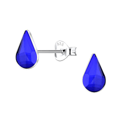 Wholesale 5x8mm Teardrop Crystal Sterling Silver Ear Studs  - JD24739