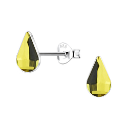 Wholesale 5x8mm Teardrop Crystal Sterling Silver Ear Studs  - JD24739