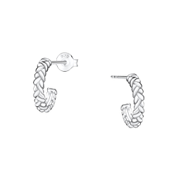 Wholesale Sterling Silver Braid Half Hoop Ear Studs - JD24906