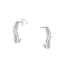 Wholesale Sterling Silver Leaf Half Hoop Ear Studs - JD24923
