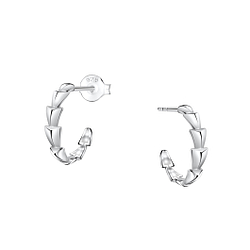 Wholesale Sterling Silver Patterned Half Hoop Ear Studs - JD24925
