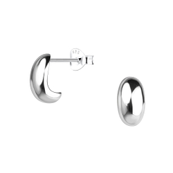 Wholesale Sterling Silver Half Hoop Ear Studs - JD24939 Wholesale Sterling Silver Half Hoop Ear Studs - JD24939