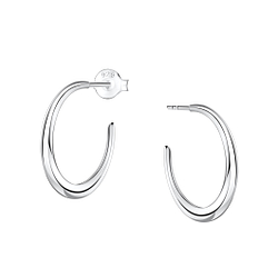 Wholesale Sterling Silver Half Hoop Ear Studs - JD24940