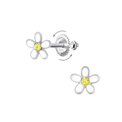 Wholesale Sterling Silver Flower Screw Back Ear Studs - JD24014