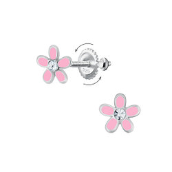 Wholesale Sterling Silver Flower Screw Back Ear Studs - JD24015