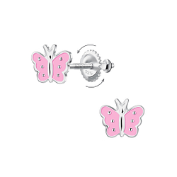 Wholesale Sterling Silver Butterfly Screw Back Ear Studs - JD24019