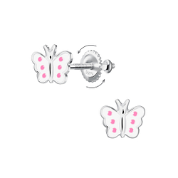 Wholesale Sterling Silver Butterfly Screw Back Ear Studs - JD24020