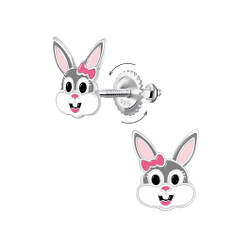 Wholesale Sterling Silver Bunny Screw Back Ear Studs - JD15741