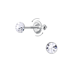 Wholesale 4mm Round Crystal Screw Back Ear Studs - JD24018 Wholesale 4mm Round Crystal Screw Back Ear Studs - JD24018
