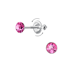 Wholesale 4mm Round Crystal Screw Back Ear Studs - JD24018