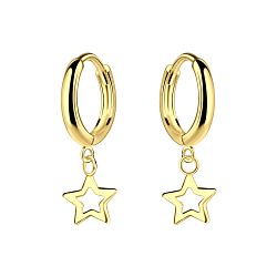 Wholesale Sterling Silver Star Charm Huggie Earrings - JD25138 Wholesale Sterling Silver Star Charm Huggie Earrings - JD25138