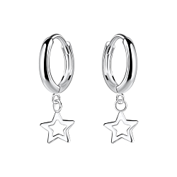 Wholesale Sterling Silver Star Charm Huggie Earrings - JD25137