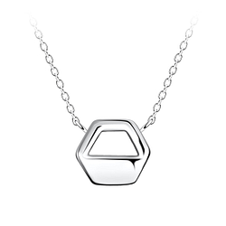 Wholesale Sterling Silver Hexagon Necklace - JD24174