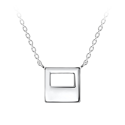 Wholesale Sterling Silver Square Necklace - JD24194