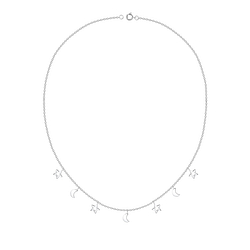 Wholesale Sterling Silver Moon and Star Necklace - JD25144
