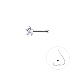 Wholesale 3mm Star Cubic Zirconia Sterling Silver Nose Stud With Ball - JD8825