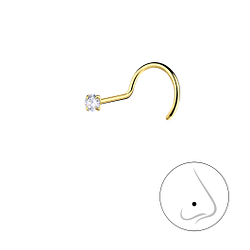 Wholesale 1.8mm Round Cubic Zirconia Sterling Silver Nose Spinner - JD25182