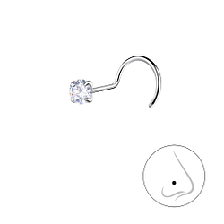 Wholesale 3mm Round Cubic Zirconia Sterling Silver Nose Spinner - JD25179 Wholesale 3mm Round Cubic Zirconia Sterling Silver Nose Spinner - JD25179