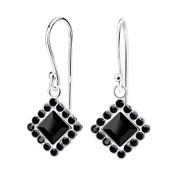 Wholesale Sterling Silver Square Crystal Earrings - JD14253