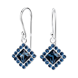Wholesale Sterling Silver Square Crystal Earrings - JD14253