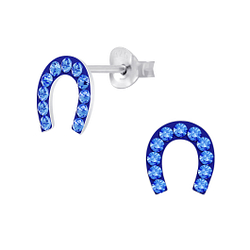 Wholesale Sterling Silver Horseshoe Crystal Ear Studs - JD6166 Wholesale Sterling Silver Horseshoe Crystal Ear Studs - JD6166