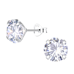 Wholesale 10mm Round Cubic Zirconia Sterling Silver Ear Studs - JD25279 Wholesale 10mm Round Cubic Zirconia Sterling Silver Ear Studs - JD25279