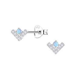 Wholesale Sterling Silver Geometric Opal Ear Studs - JD23614