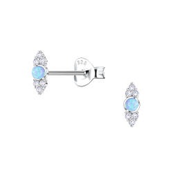 Wholesale Sterling Silver Geometric Opal Ear Studs - JD23628