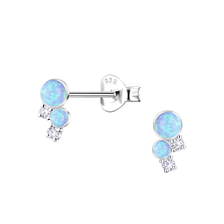 Wholesale Sterling Silver Geometric Opal Ear Studs - JD23637