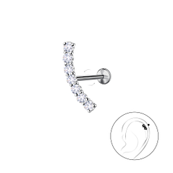 Wholesale Sterling Silver Curved with Titanium Labret - JD25422 Wholesale Sterling Silver Curved with Titanium Labret - JD25422