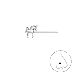 Wholesale Sterling Silver Unicorn Nose Stud - JD25285 Wholesale Sterling Silver Unicorn Nose Stud - JD25285