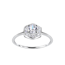 Wholesale Sterling Silver Hexagon Ring - JD19249 Wholesale Sterling Silver Hexagon Ring - JD19249