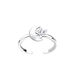 Wholesale Sterling Silver Moon and Star Toe Ring - JD6245