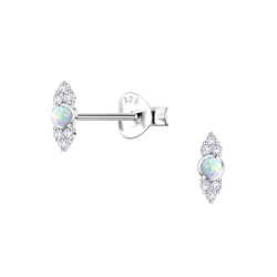 Wholesale Sterling Silver Geometric Opal Ear Studs - JD23630