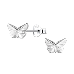 Wholesale Sterling Silver Origami Butterfly Ear Studs - JD24385