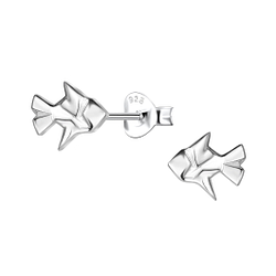 Wholesale Sterling Silver Origami Fish Ear Studs - JD24386