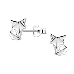 Wholesale Sterling Silver Origami Fox Ear Studs - JD24389