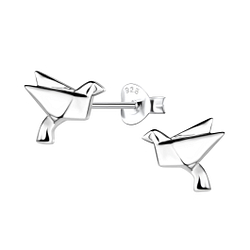 Wholesale Sterling Silver Origami Bird Ear Studs - JD24390