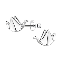 Wholesale Sterling Silver Origami Bird Ear Studs - JD24392