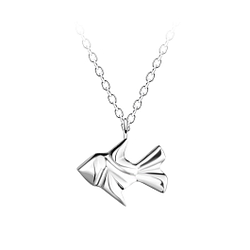 Wholesale Sterling Silver Origami Fish Necklace - JD24368