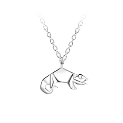 Wholesale Sterling Silver Origami Lizard Necklace - JD24369