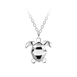 Wholesale Sterling Silver Origami Turtle Necklace - JD24373