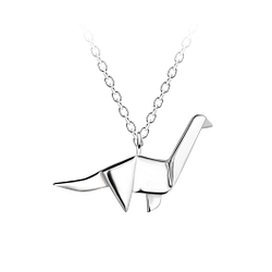 Wholesale Sterling Silver Origami Dinosaur Necklace - JD24378 Wholesale Sterling Silver Origami Dinosaur Necklace - JD24378