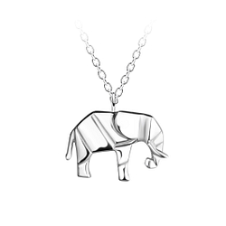 Wholesale Sterling Silver Origami Elephant Necklace - JD24380 Wholesale Sterling Silver Origami Elephant Necklace - JD24380