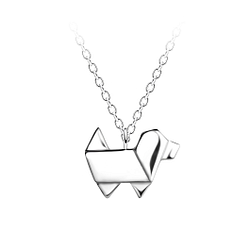Wholesale Sterling Silver Origami Dog Necklace - JD24381