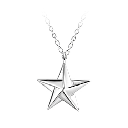 Wholesale Sterling Silver Origami Star Necklace - JD24383