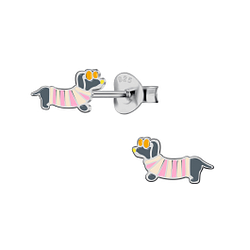 Wholesale Sterling Silver Dachshund Dog Ear Studs - JD24044