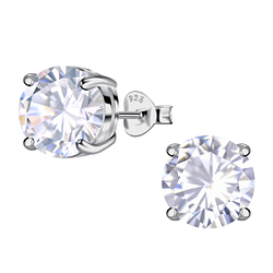 Wholesale 10mm Round Cubic Zirconia Sterling Silver Ear Studs - JD24049