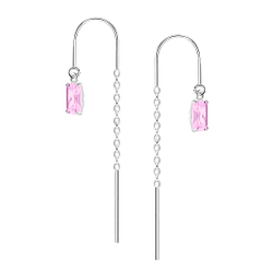 Wholesale 3x5mm Baguette Cubic Zirconia Sterling Silver Thread Through Earrings - JD24009